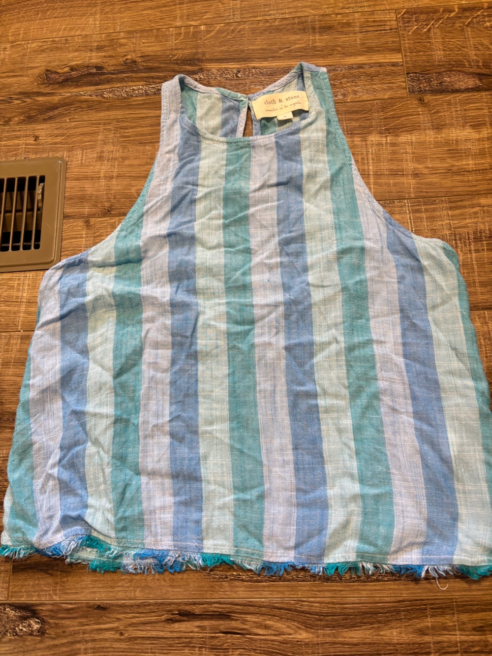 cloth & stone Blue and Aqua Striped Sleeveless Tank